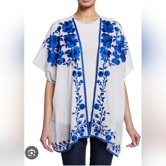 Tolani Tops - Noelle Floral Embroidered Half-Sleeve Jacket